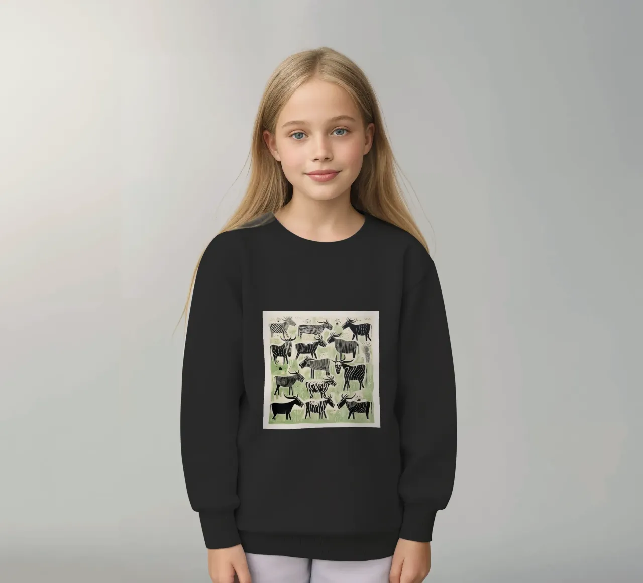 Gnu verdi felpa bambino da Minimal Animal Art