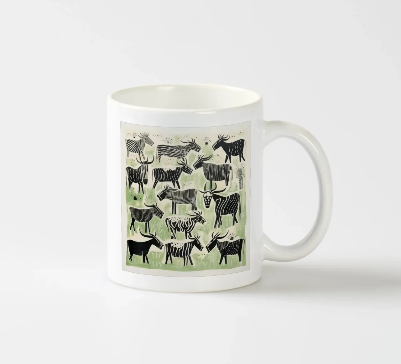 Gnu verde 3 tazza in ceramica da Minimal Animal Art