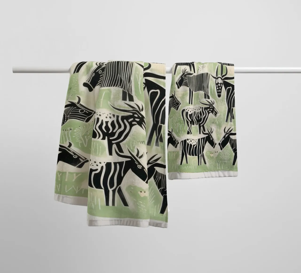 Gnu verde 3 asciugamano da bagno da Minimal Animal Art