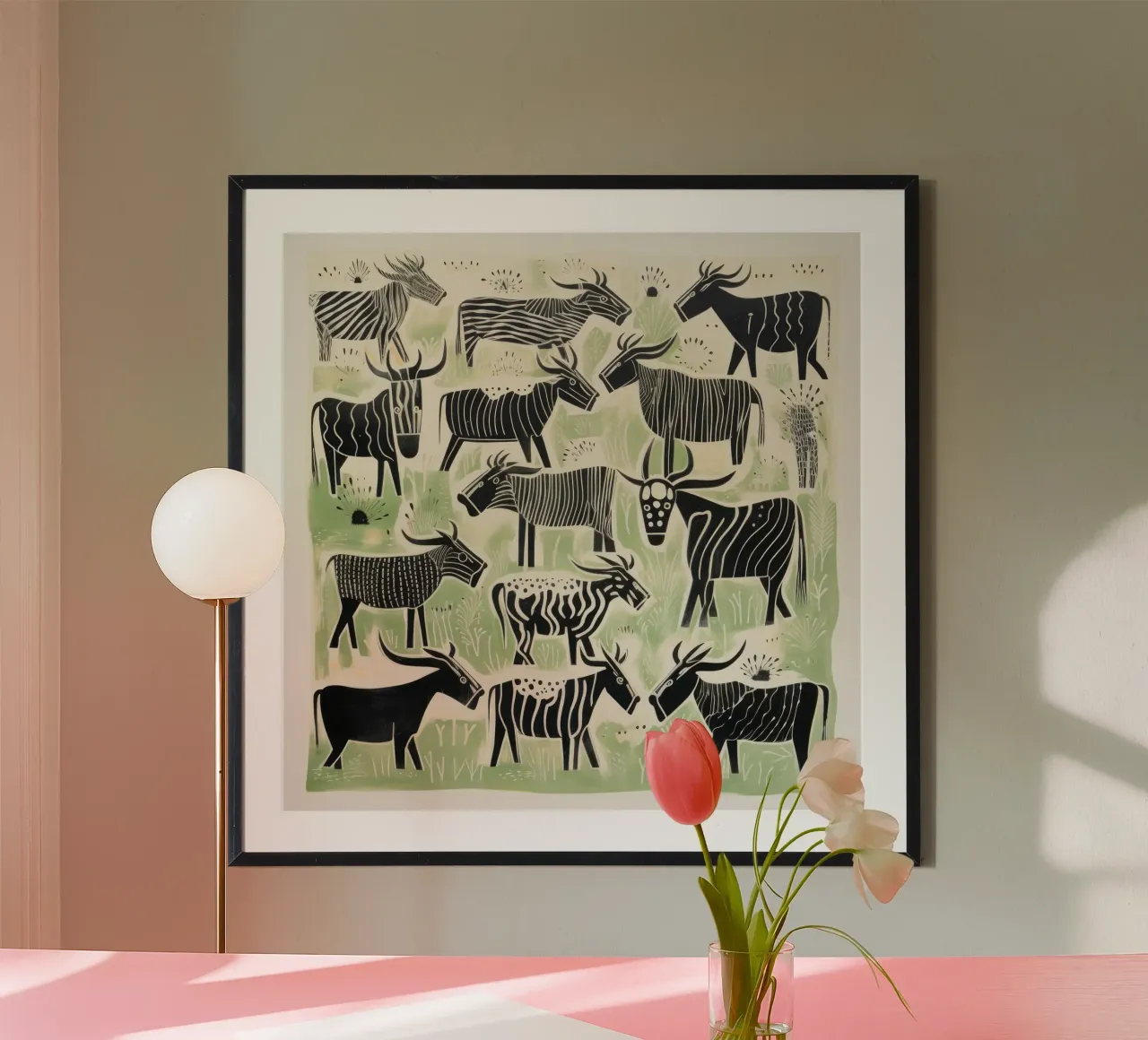 Gnu verdi poster da Minimal Animal Art