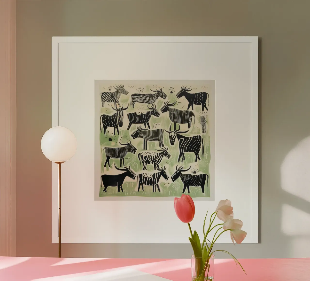 Gnu verdi poster da Minimal Animal Art