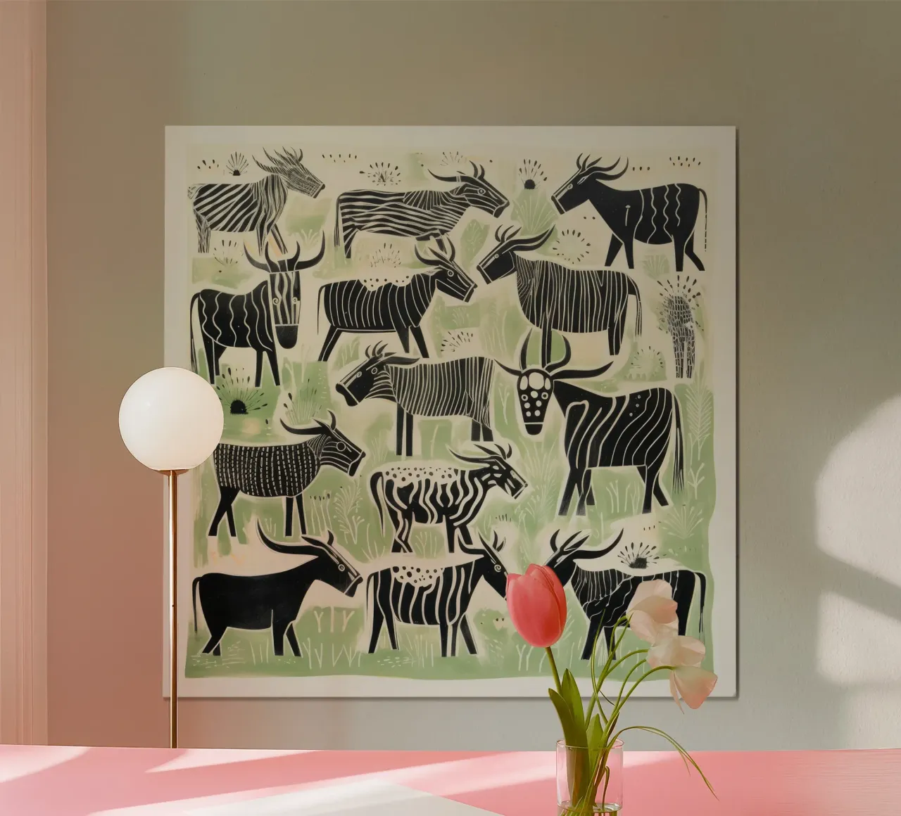 Gnu verdi poster da Minimal Animal Art