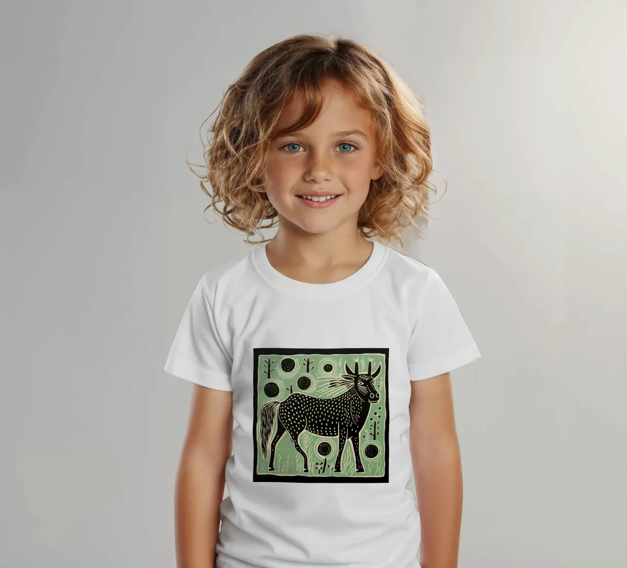 Green Wildebeest t-shirt bambini da Minimal Animal Art