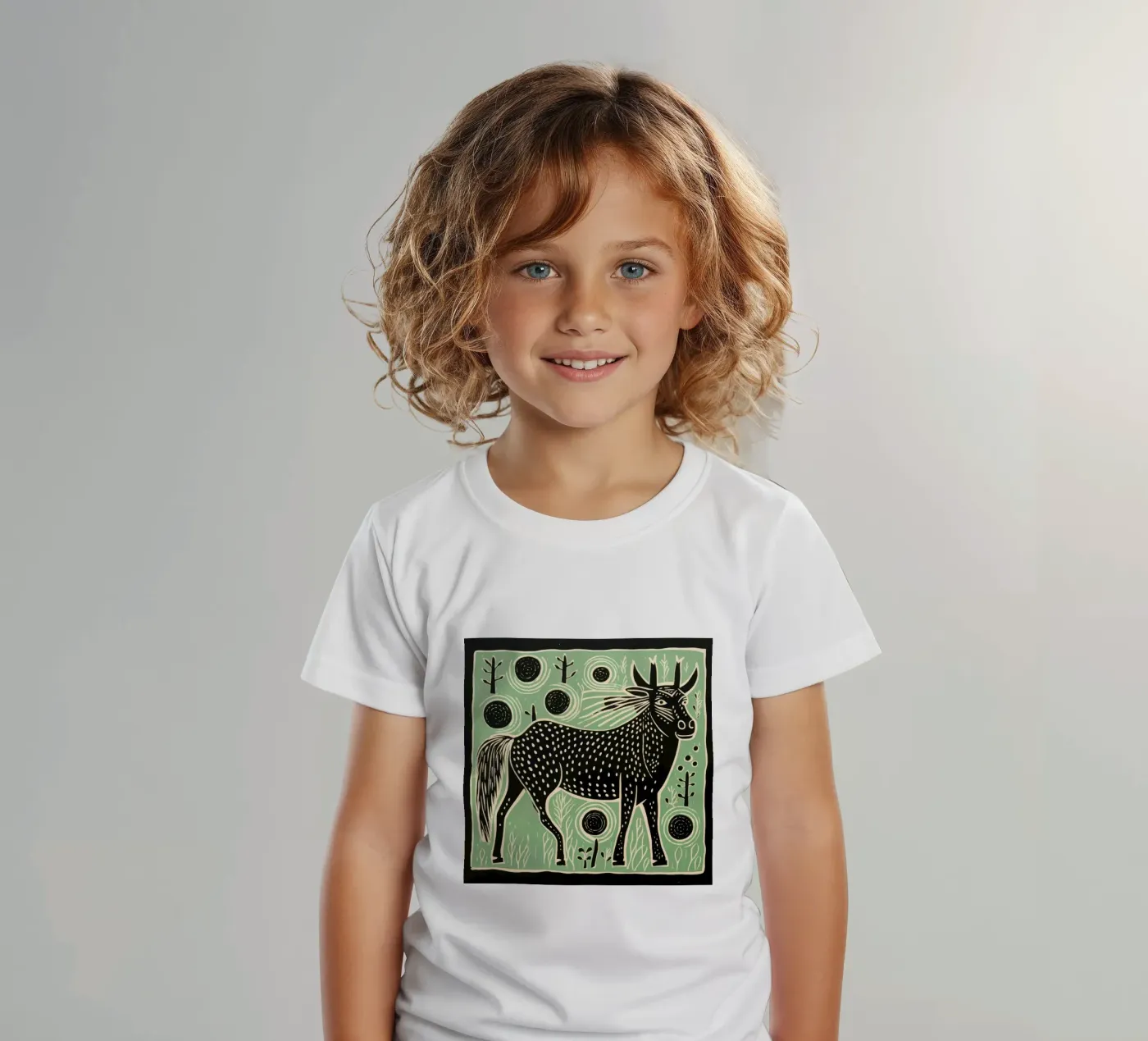 Green Wildebeest kinder t-shirt van Minimal Animal Art