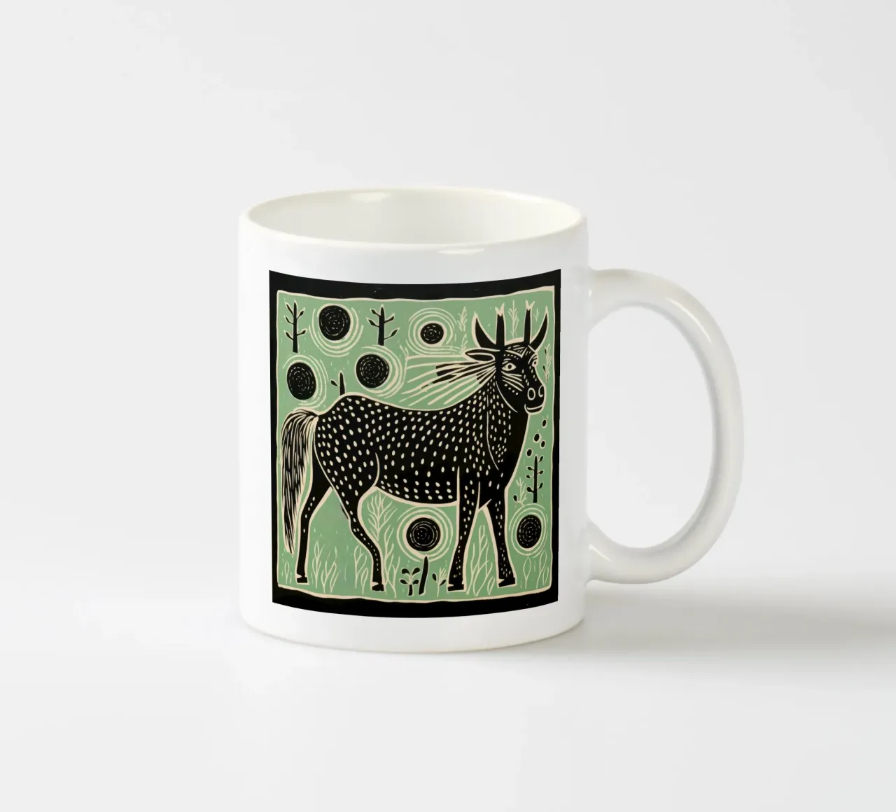 Gnu verde 4 tazza in ceramica da Minimal Animal Art