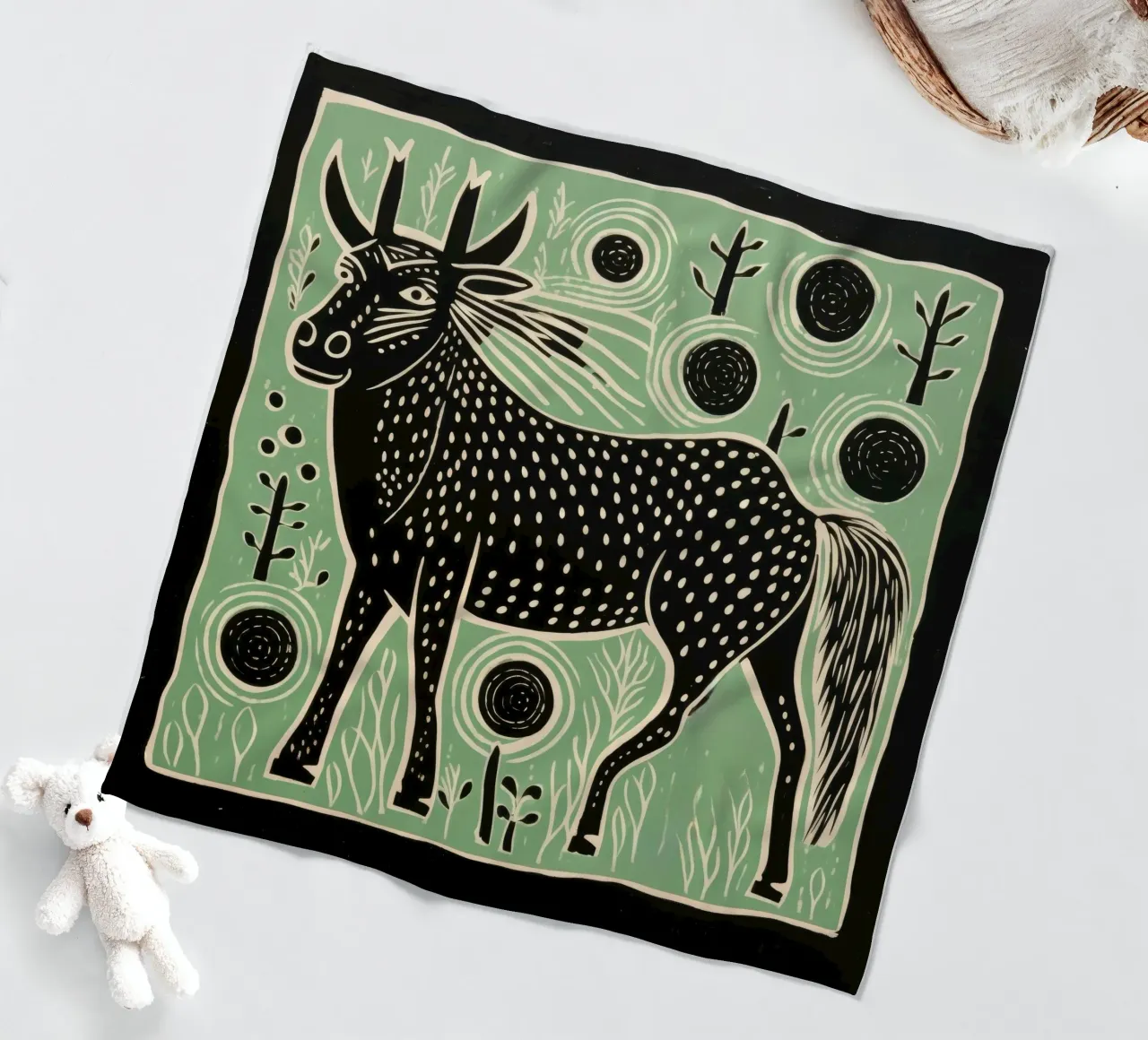 Gnu verde 4 coperta in pile da Minimal Animal Art