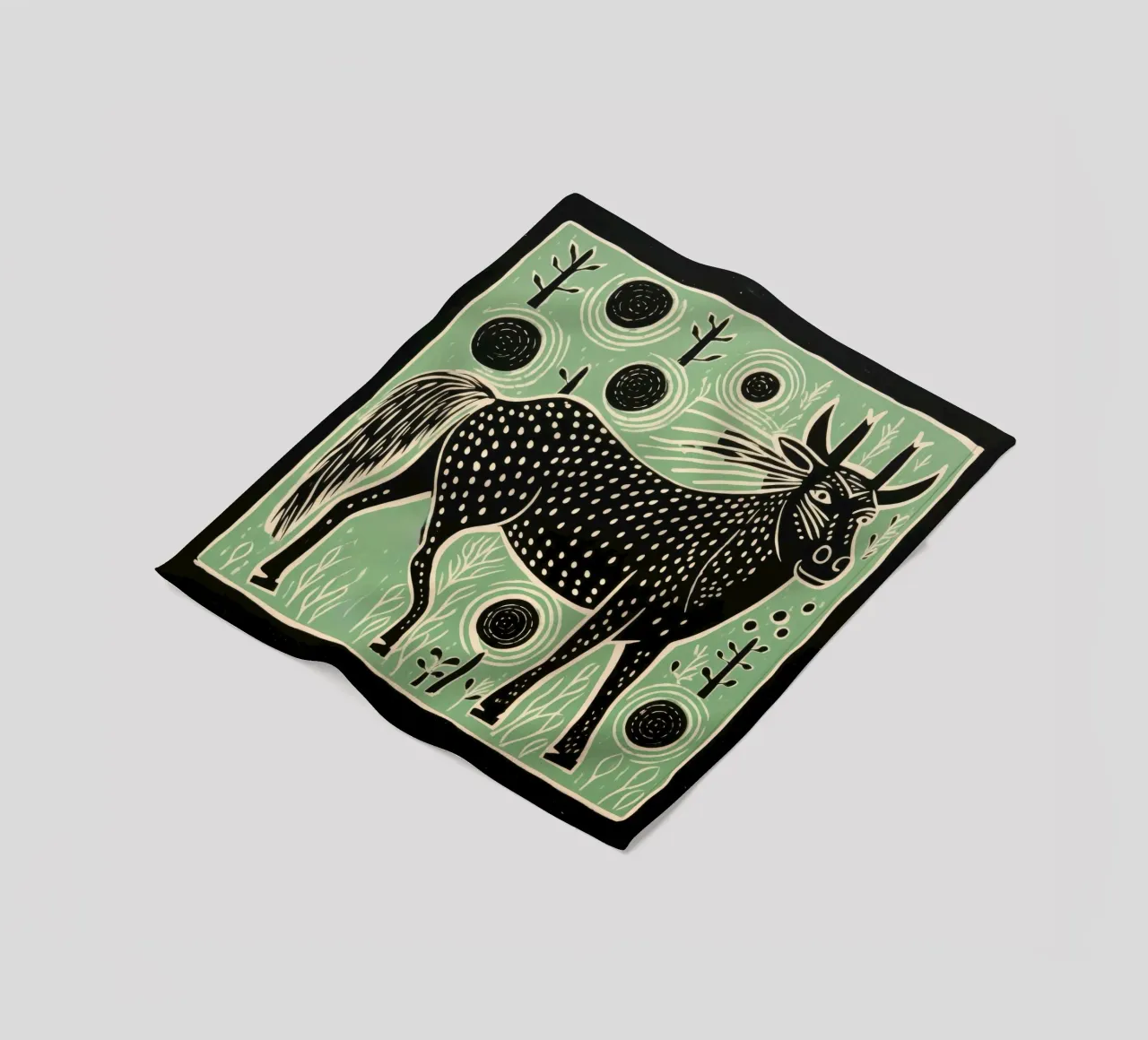Gnu verde 4 coperta in pile da Minimal Animal Art