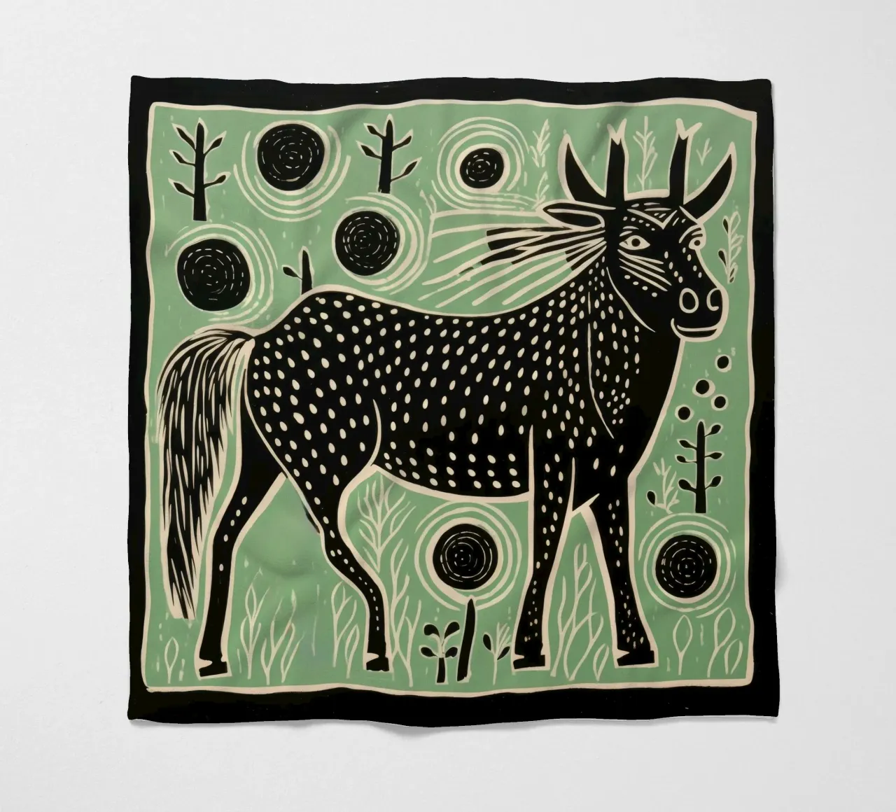 Gnu verde 4 coperta in pile da Minimal Animal Art