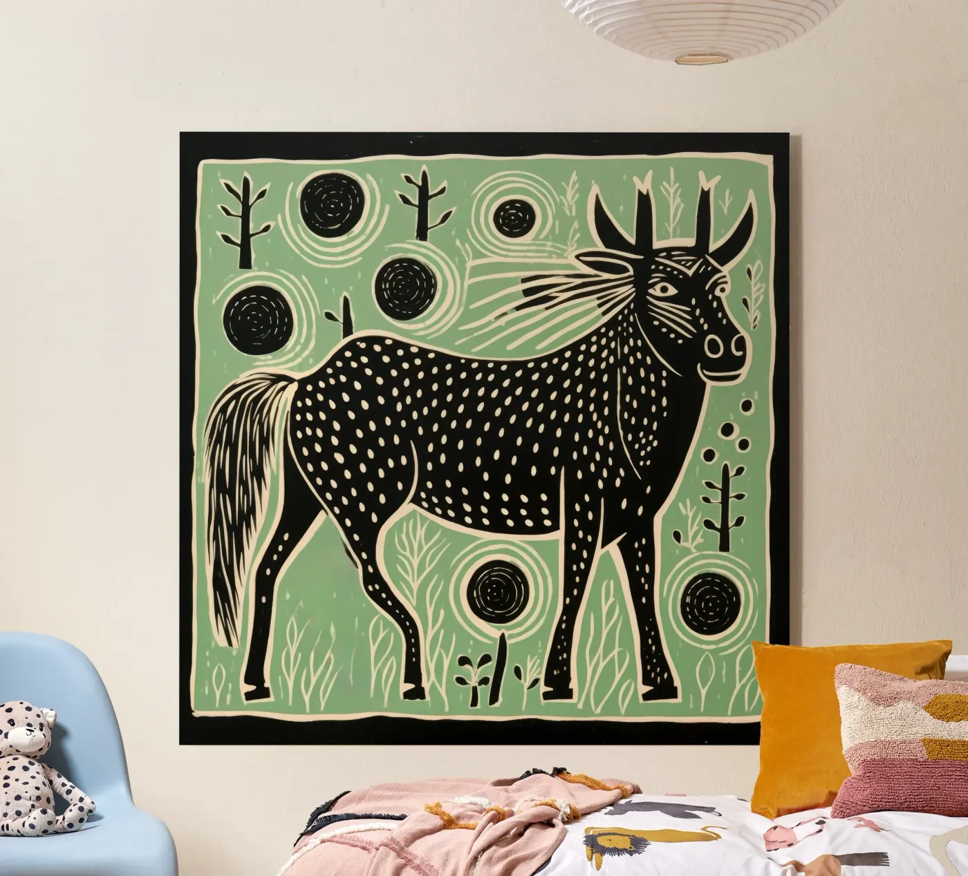 Green Wildebeest plexiglas de Minimal Animal Art