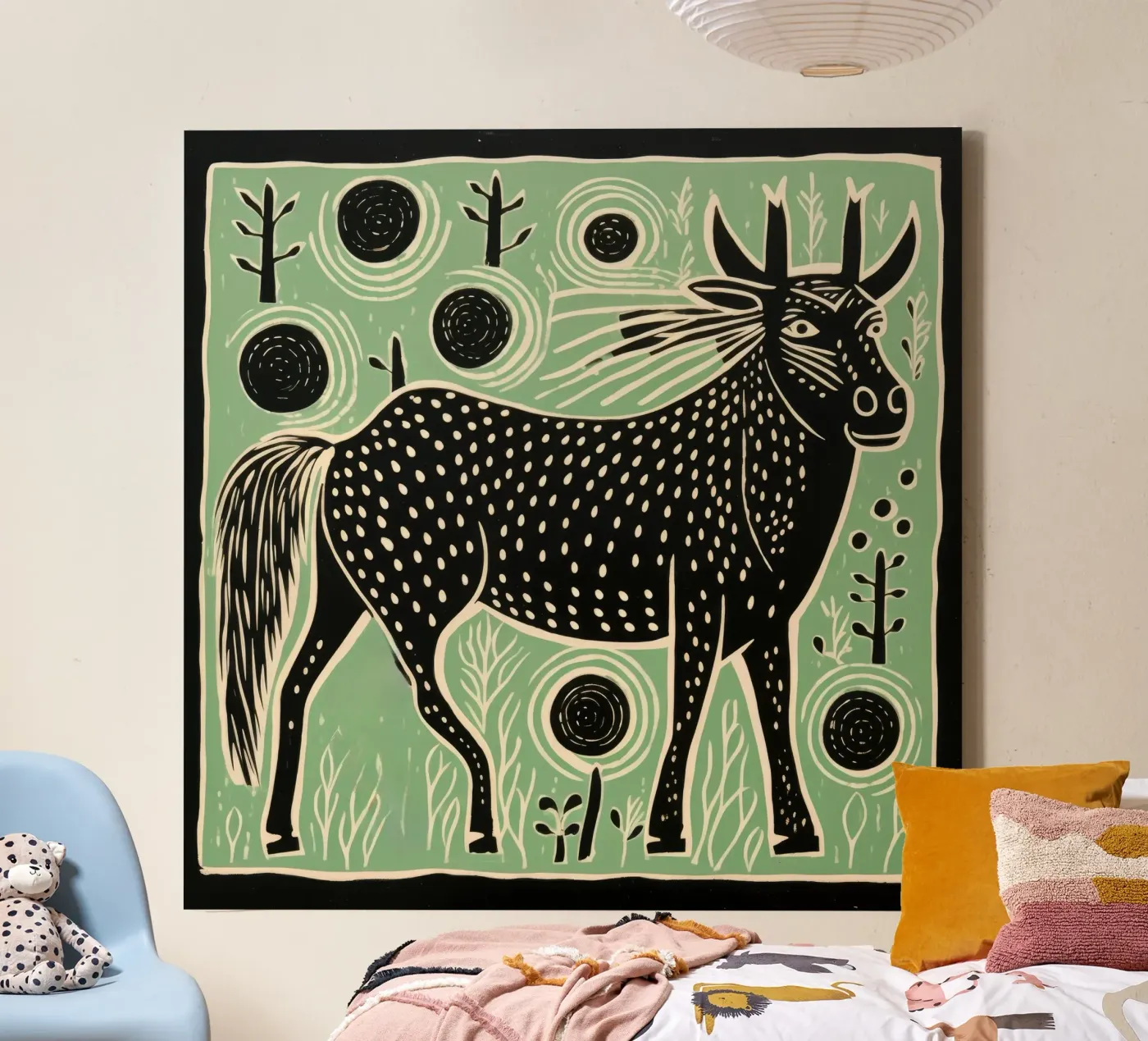 Gnu verde tela da Minimal Animal Art