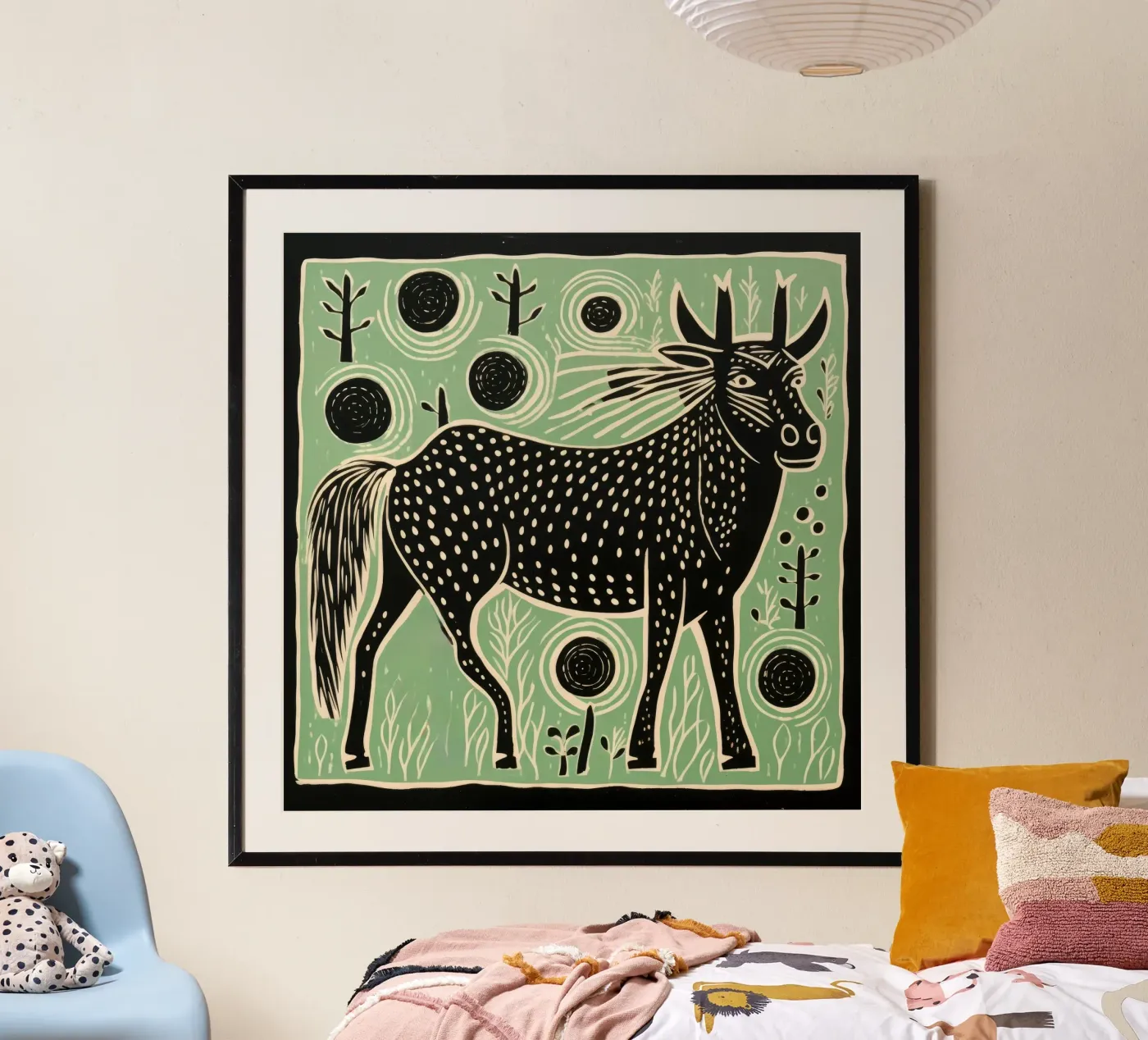 Green Wildebeest poster de Minimal Animal Art