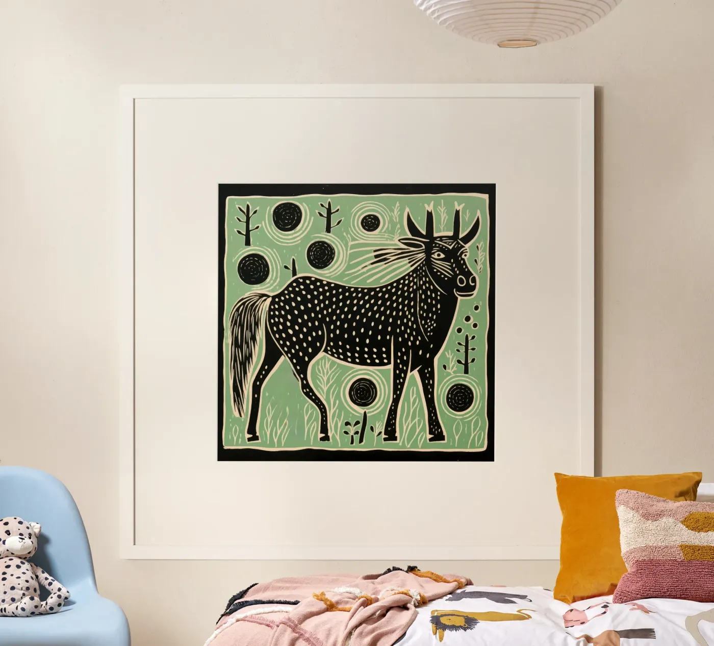 Green Wildebeest poster de Minimal Animal Art