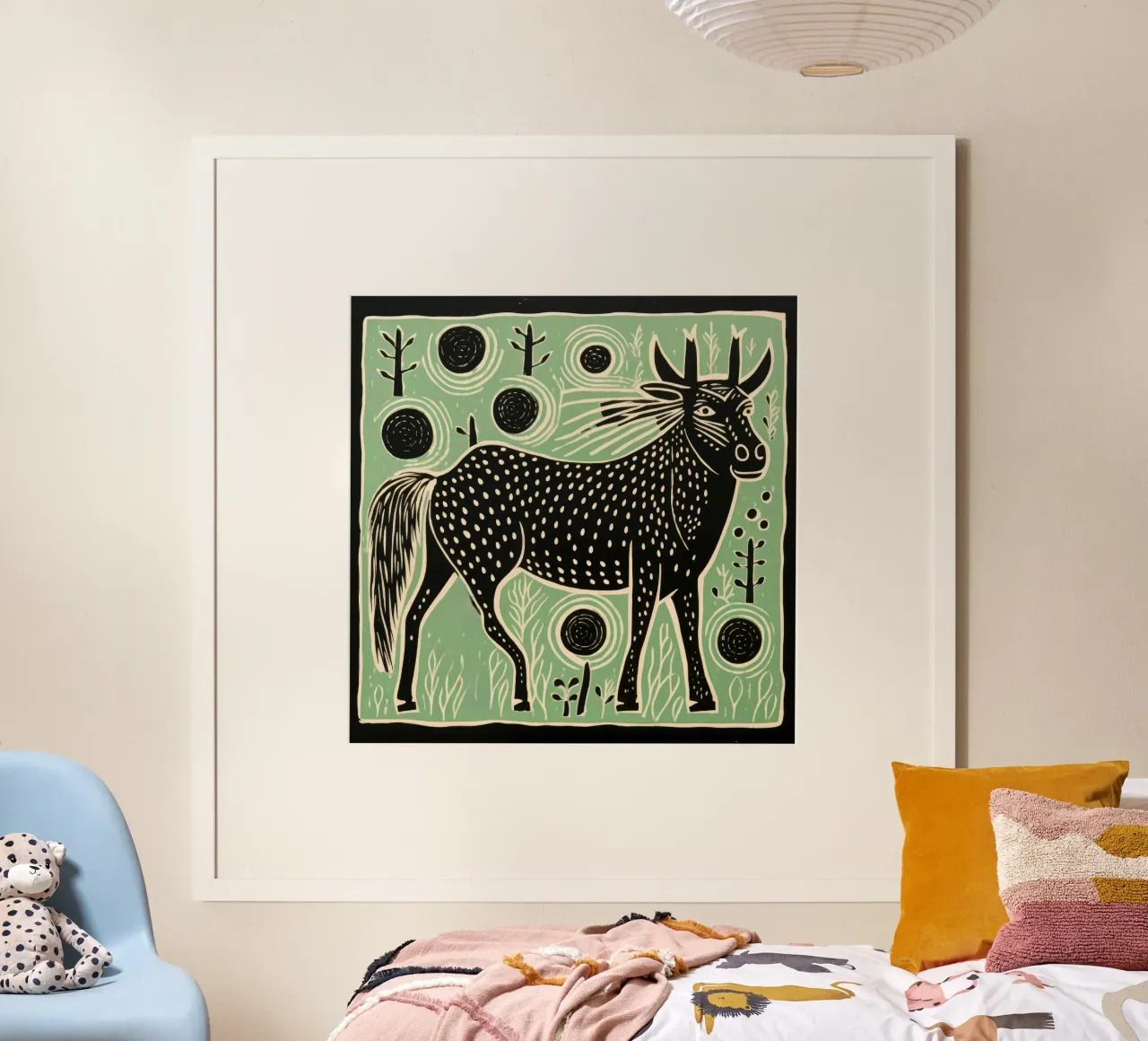 Gnu verde poster da Minimal Animal Art