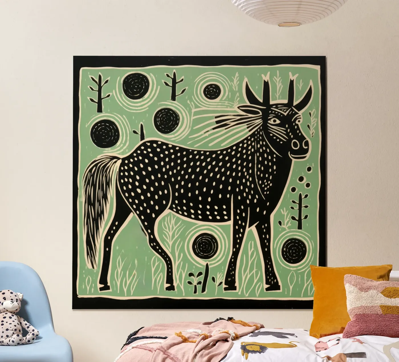 Green Wildebeest poster de Minimal Animal Art