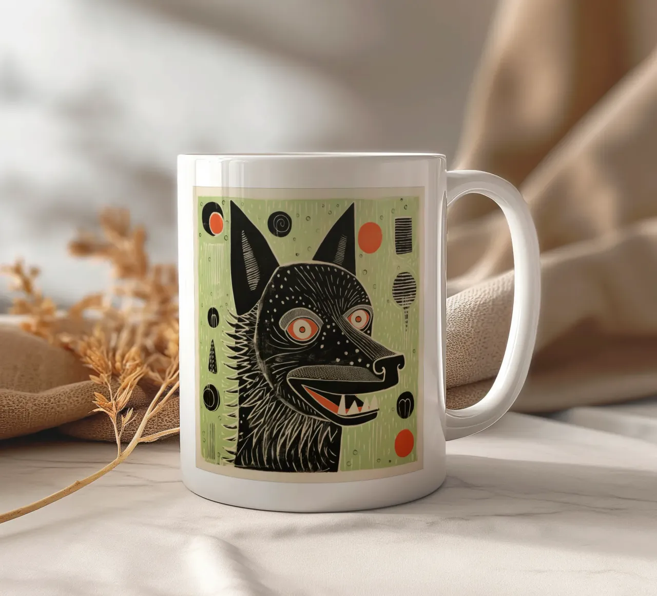 Lupo Verde 1 tazza in ceramica da Minimal Animal Art
