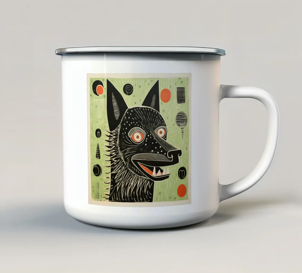 Lupo Verde 1 tazza in smalto da Minimal Animal Art
