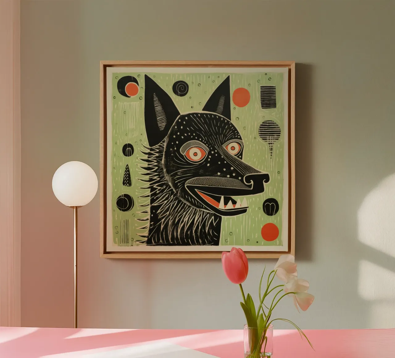 Green Wolf 1 canvas by Minimal Animal Art