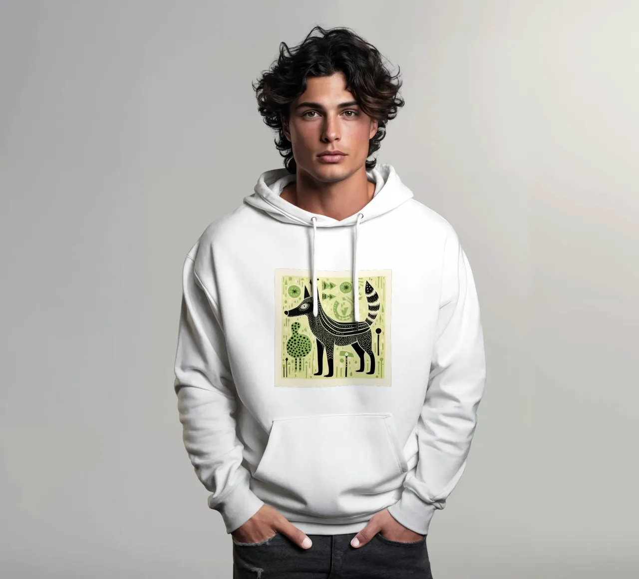 Lupo Verde 2 felpa con cappuccio da Minimal Animal Art