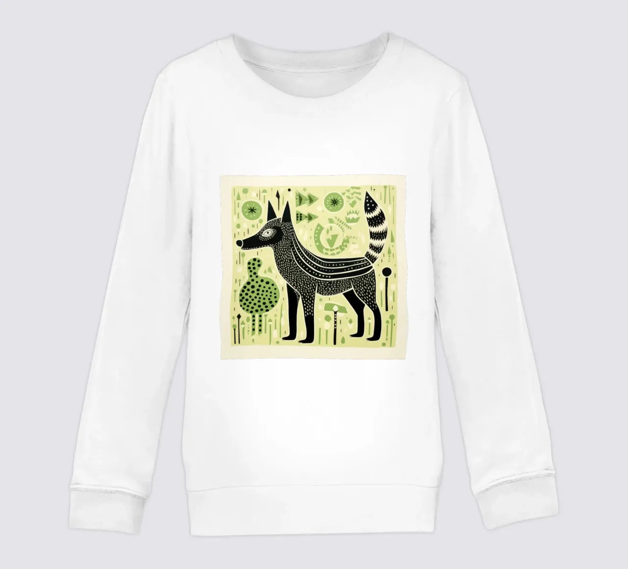 Lupo Verde 2 felpa bambino da Minimal Animal Art