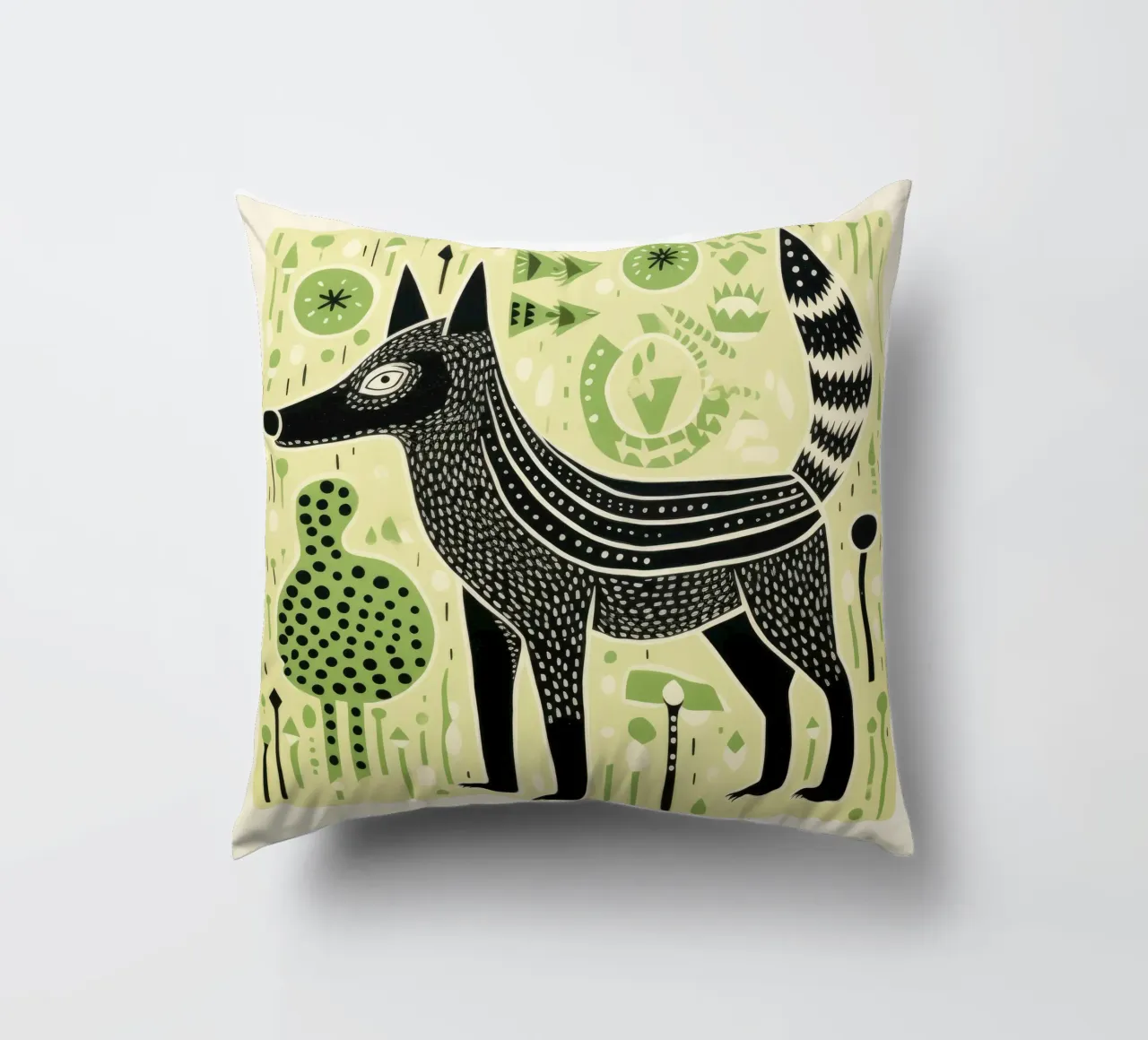 Lupo Verde 2 cuscino da Minimal Animal Art