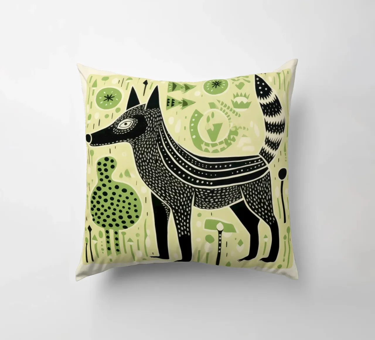 Lupo Verde 2 cuscino da Minimal Animal Art