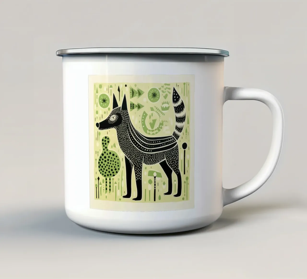 Lupo Verde 2 tazza in smalto da Minimal Animal Art