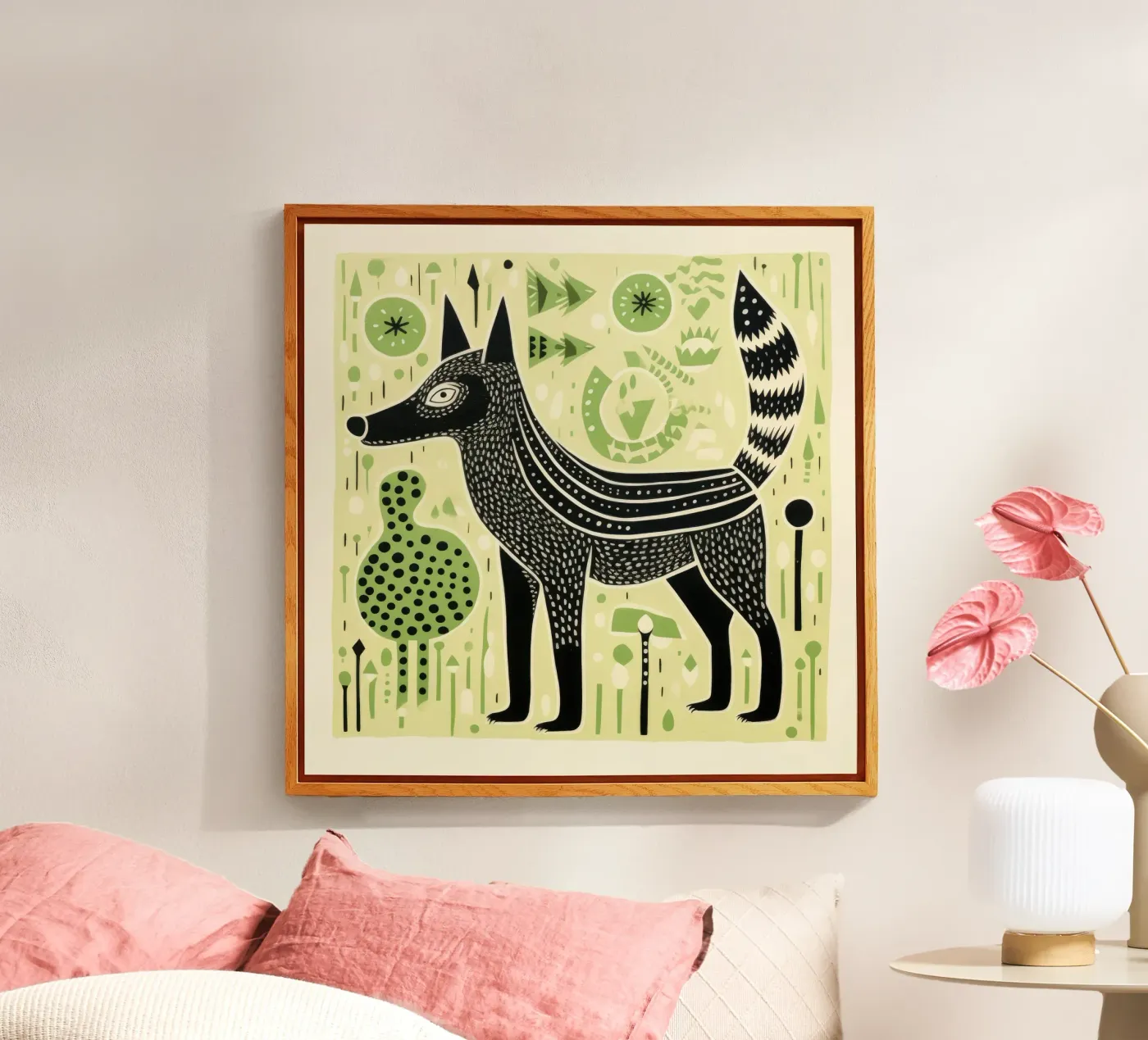 Green Wolf acrylic glass by Minimal Animal Art