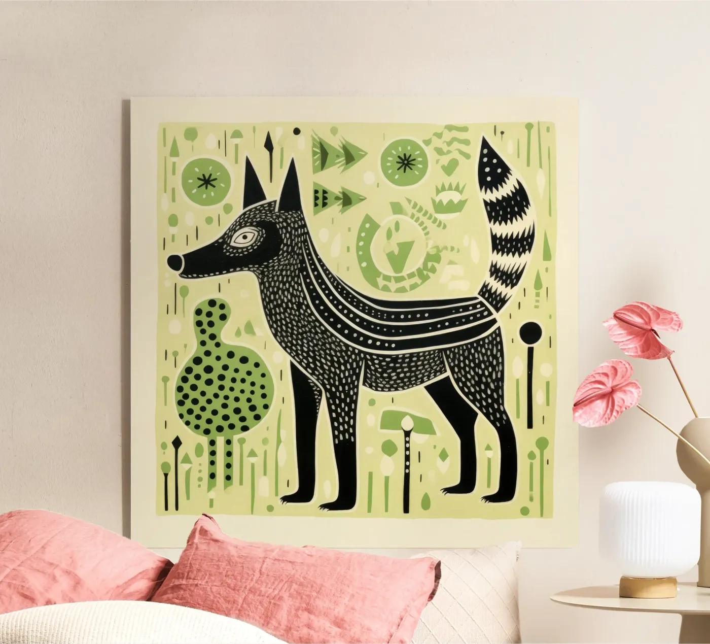 Green Wolf acrylic glass by Minimal Animal Art