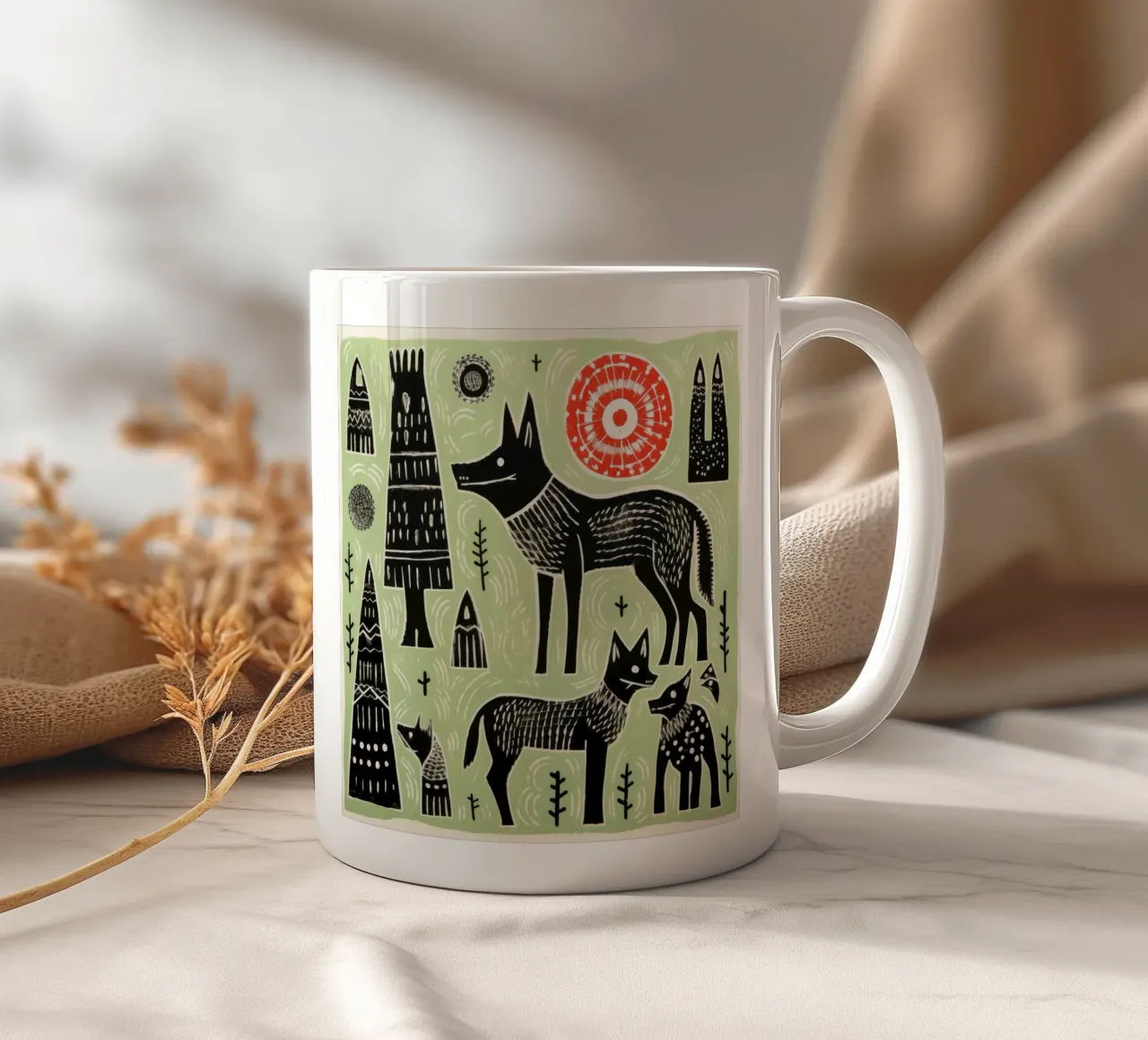 Lupo Verde 3 tazza in ceramica da Minimal Animal Art