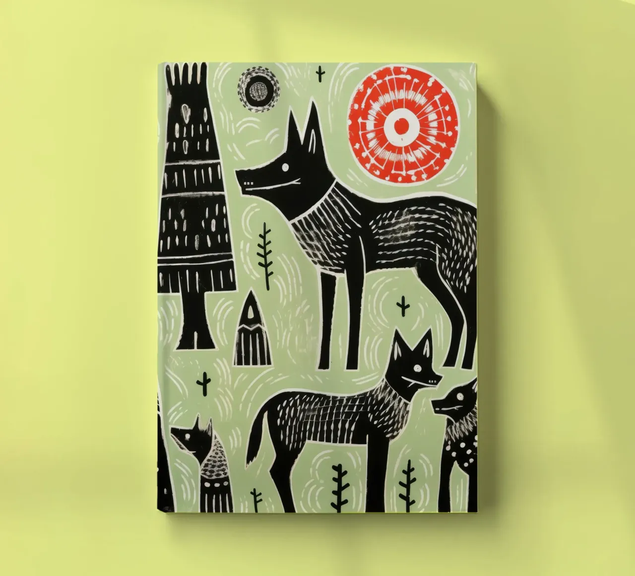 Loup vert 3 carnet de notes de Minimal Animal Art