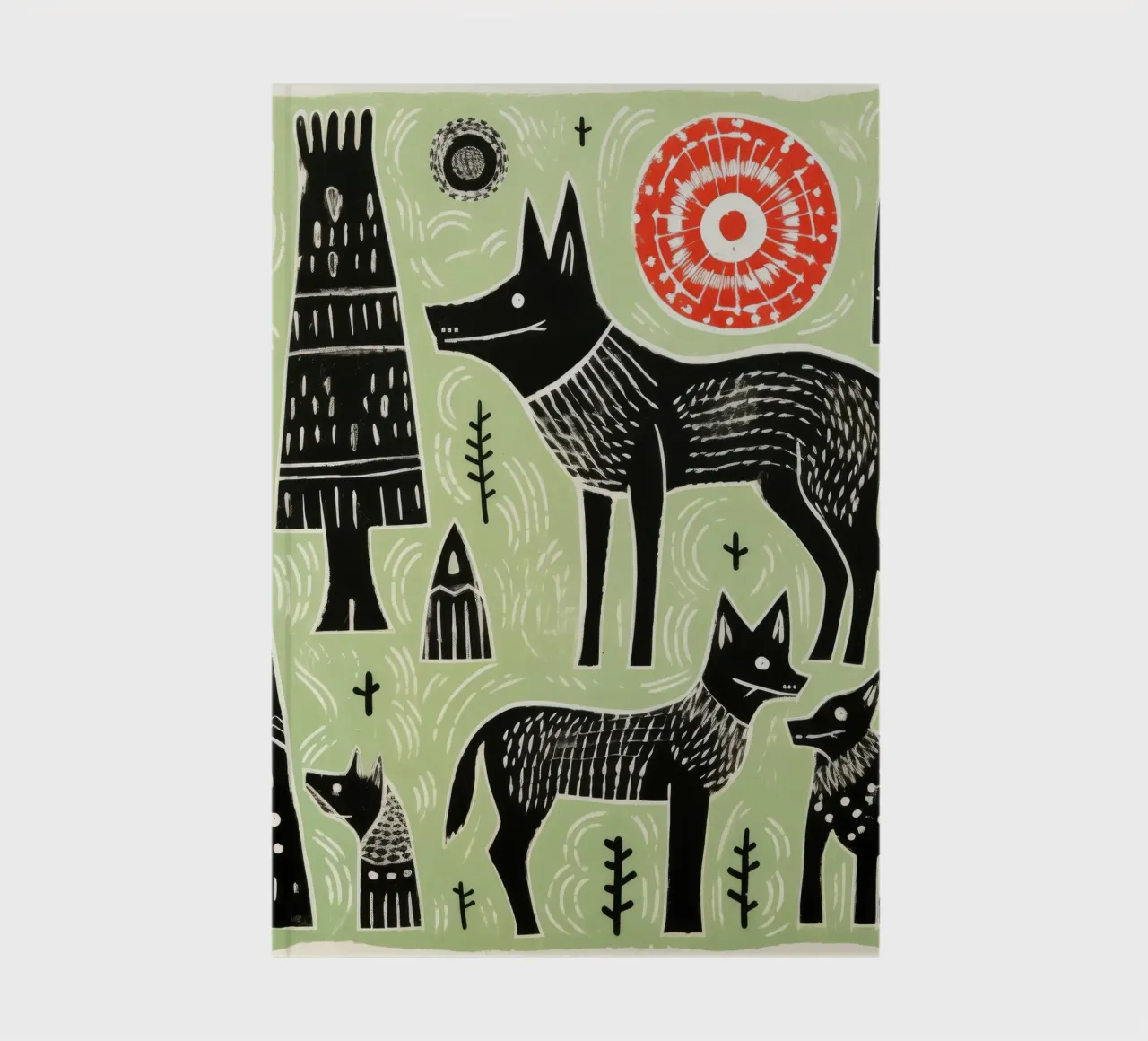 Loup vert 3 carnet de notes de Minimal Animal Art