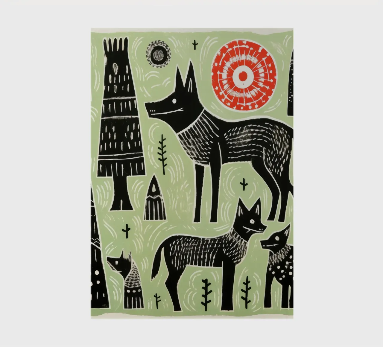 Loup vert 3 carnet de notes de Minimal Animal Art