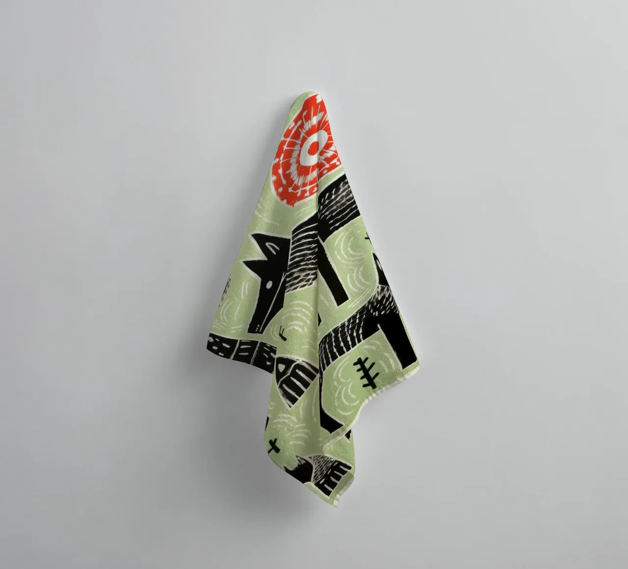 Green Wolf 3 towel by Minimal Animal Art
