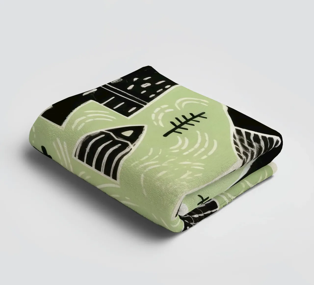Green Wolf 3 towel by Minimal Animal Art