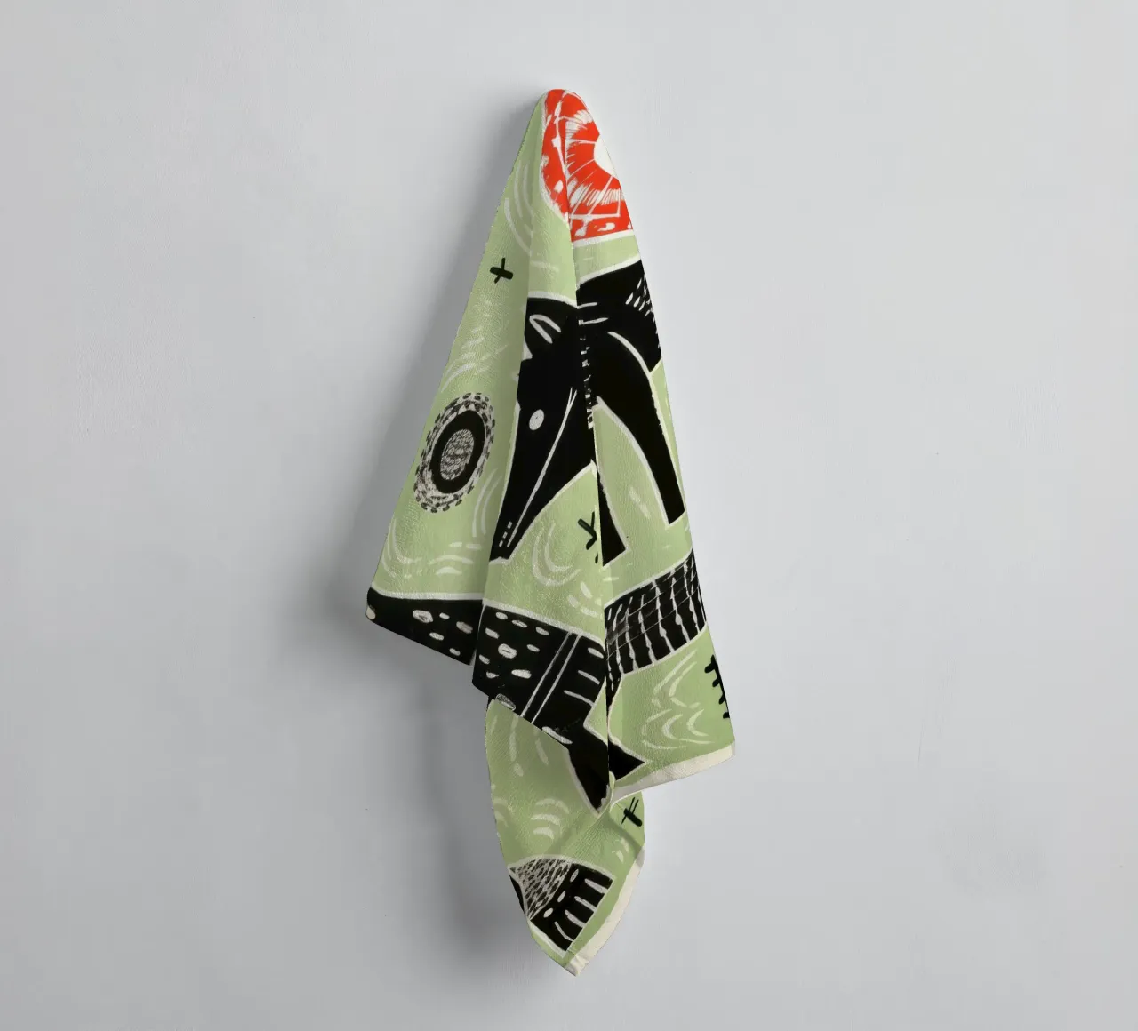 Green Wolf 3 towel by Minimal Animal Art