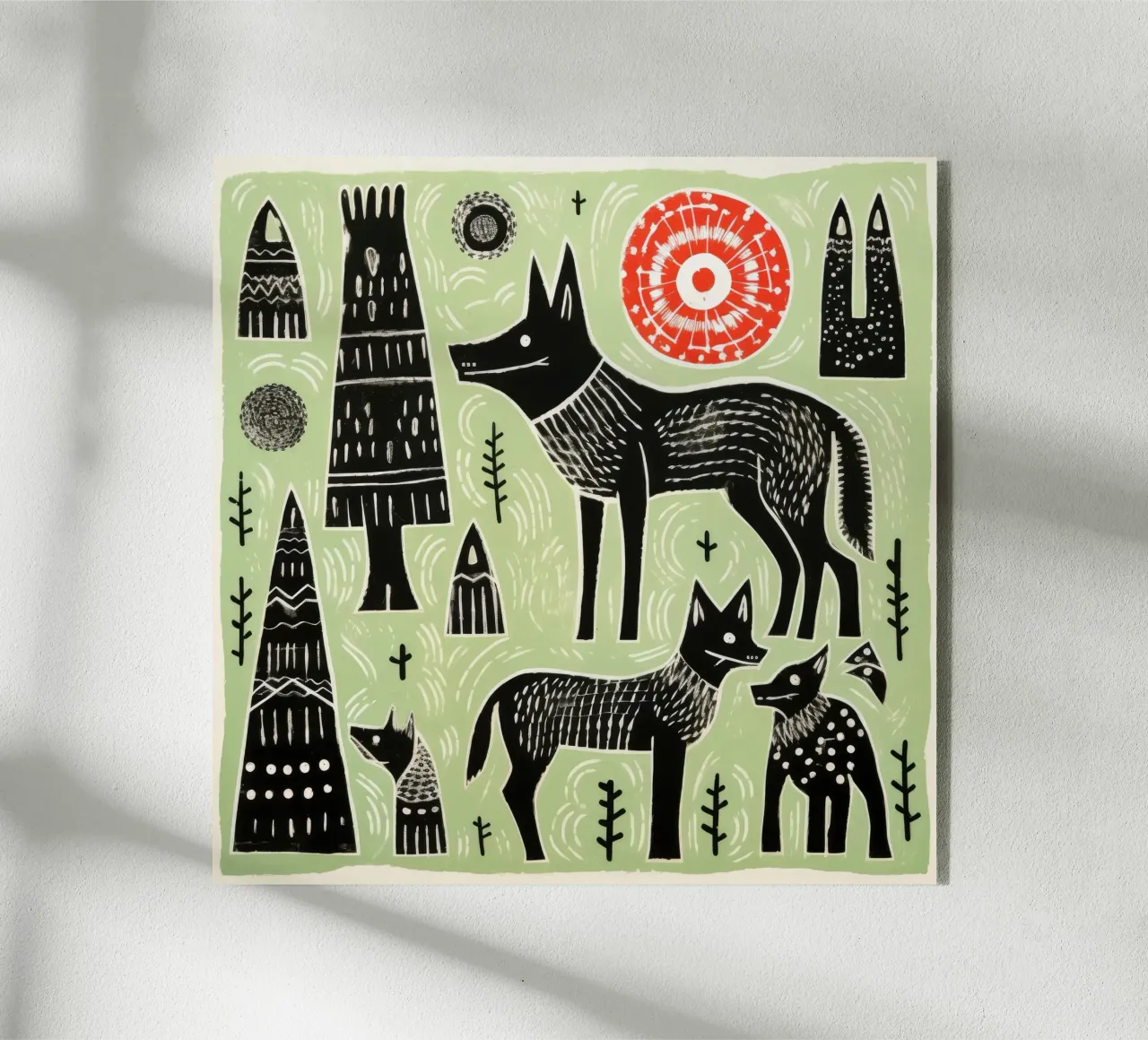 Green Wolf 3 acrylic glass by Minimal Animal Art