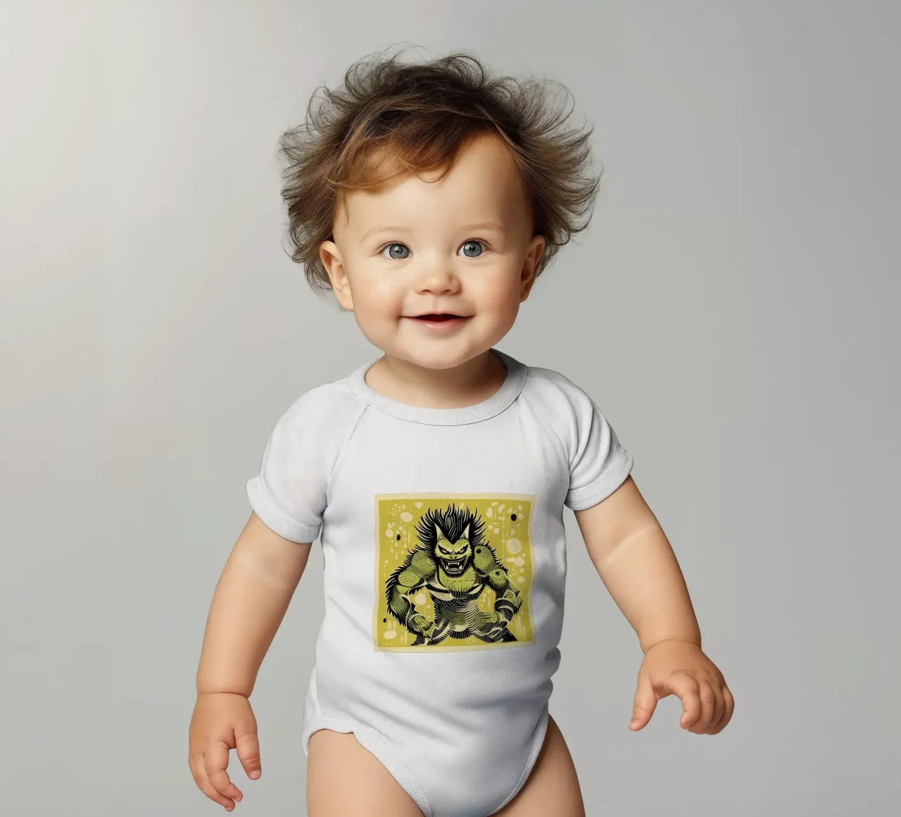 Wolverine verde 1 body neonato maniche corte da Minimal Animal Art