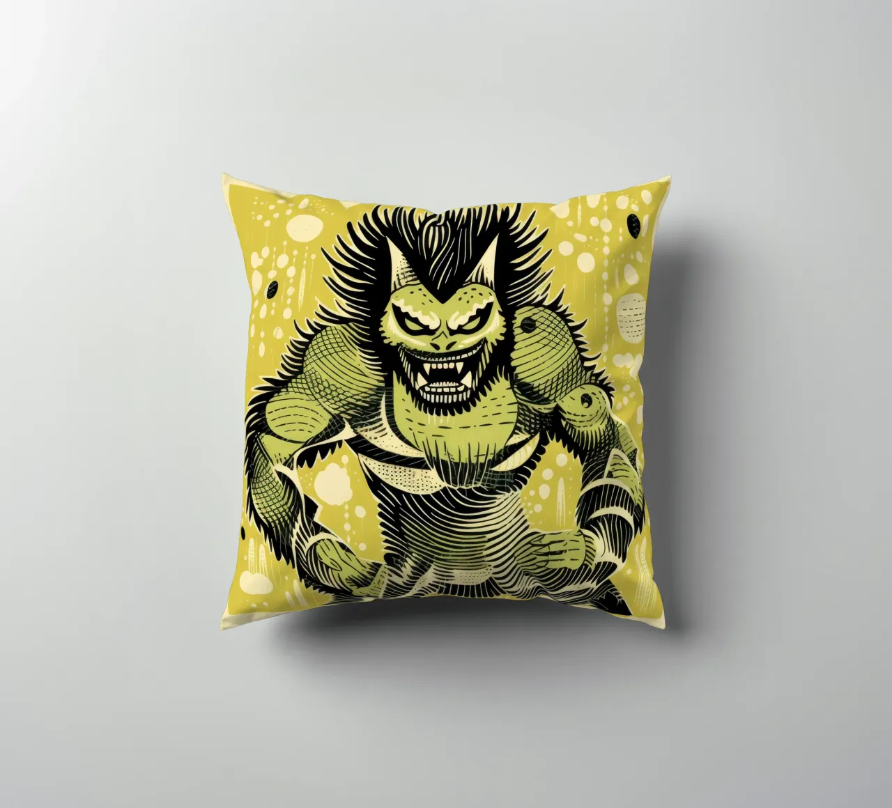 Wolverine verde 1 cuscino da Minimal Animal Art