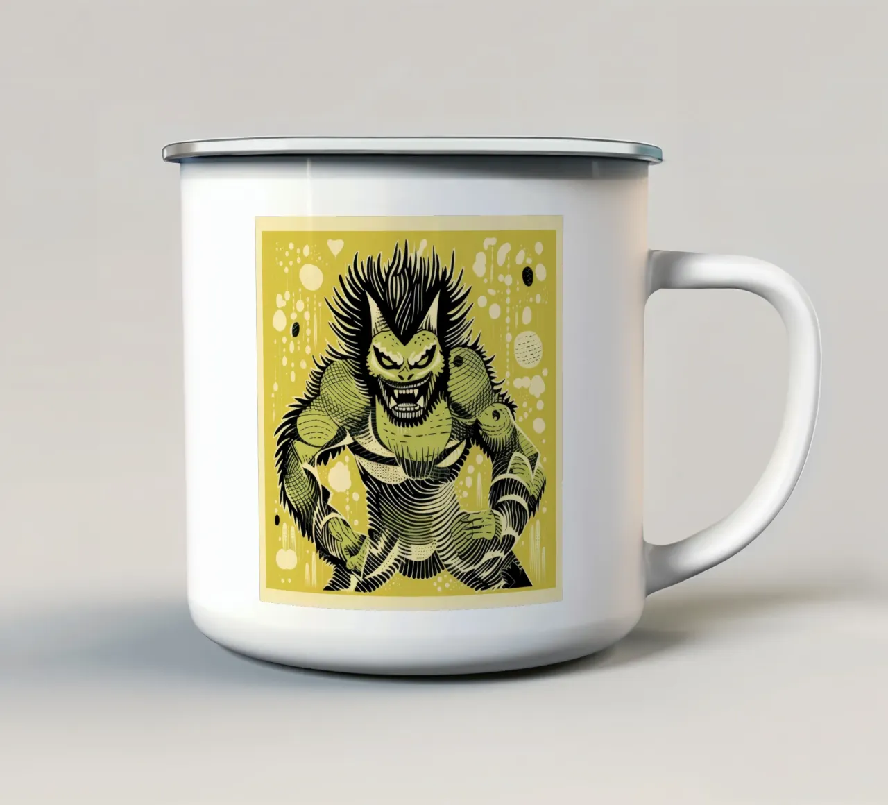 Wolverine verde 1 tazza in smalto da Minimal Animal Art