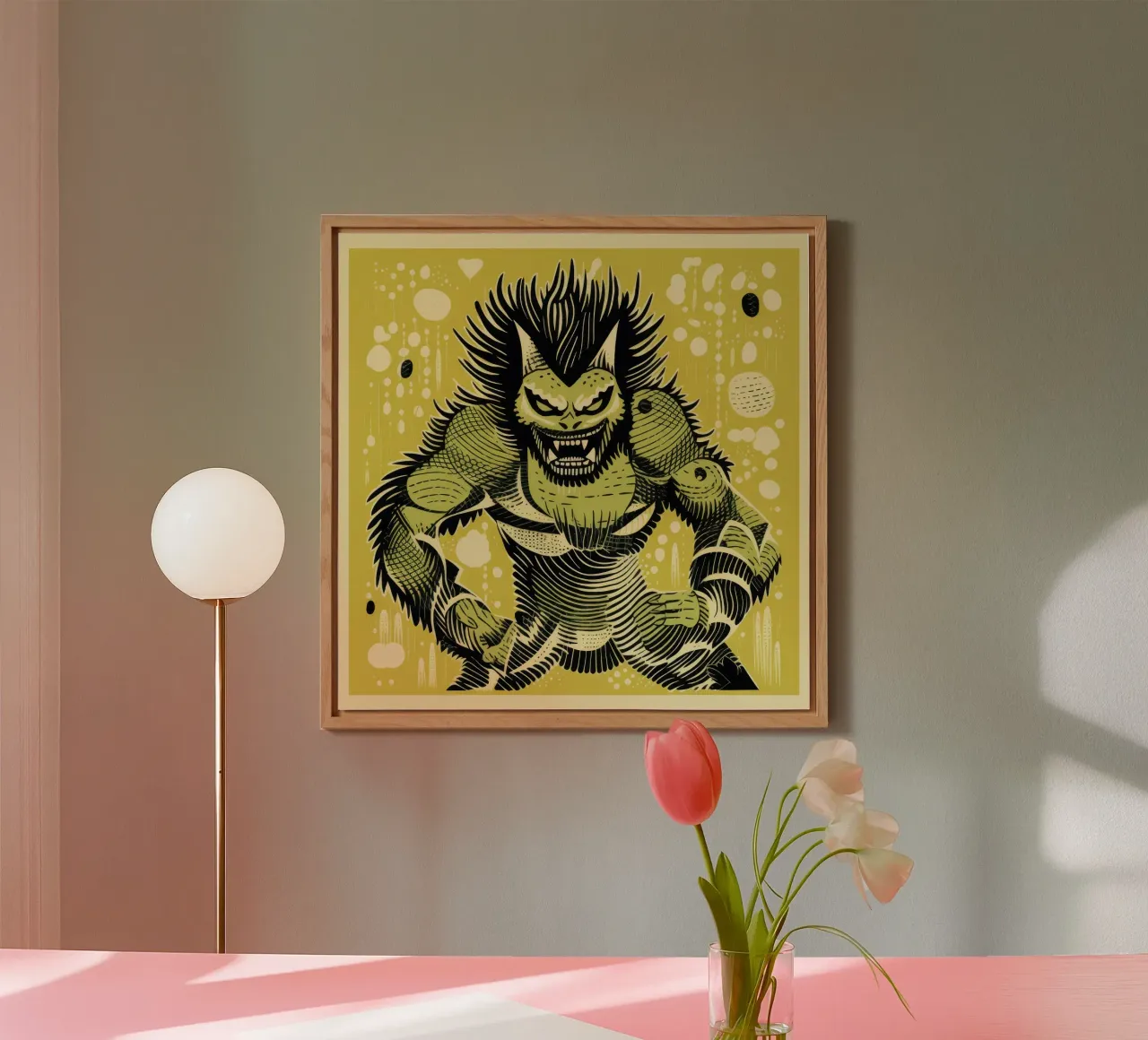 Wolverine verde 1 alluminio dibond da Minimal Animal Art