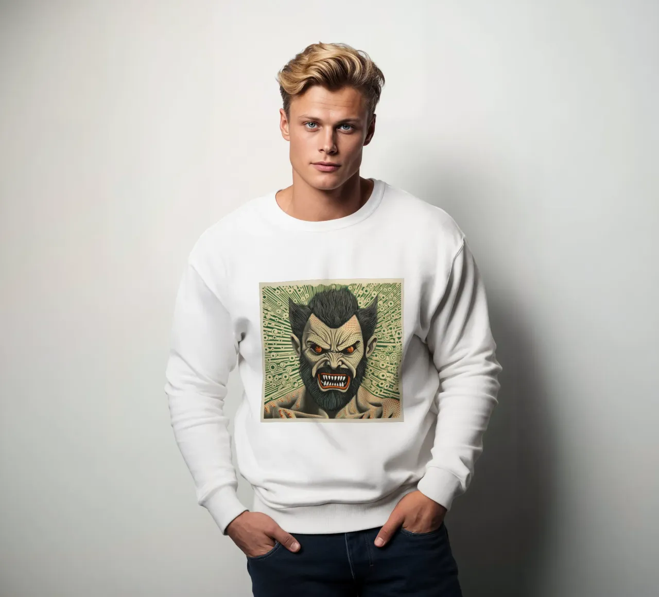 Wolverine verde 2 felpa da Minimal Animal Art