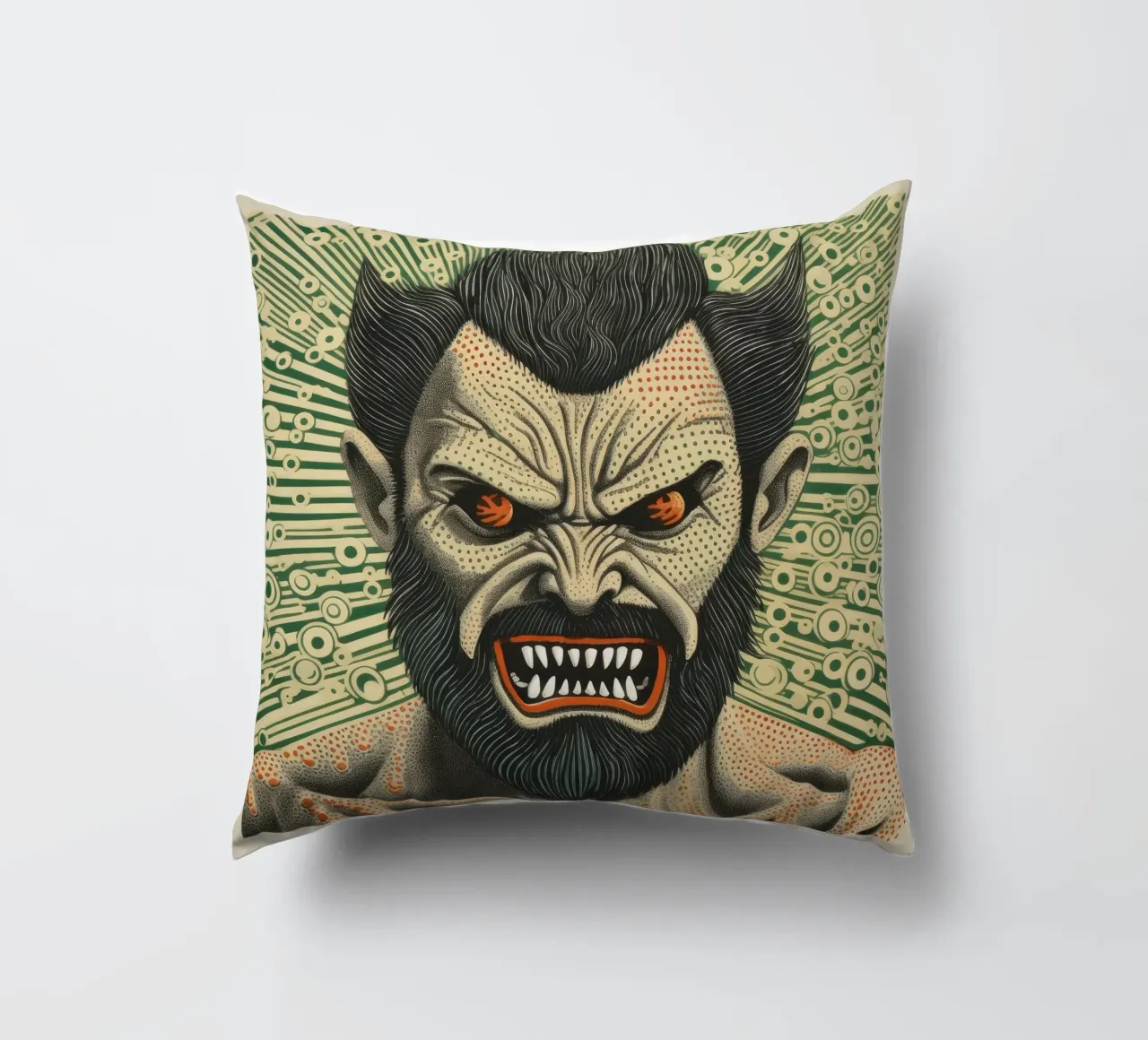Wolverine verde 2 cuscino da Minimal Animal Art