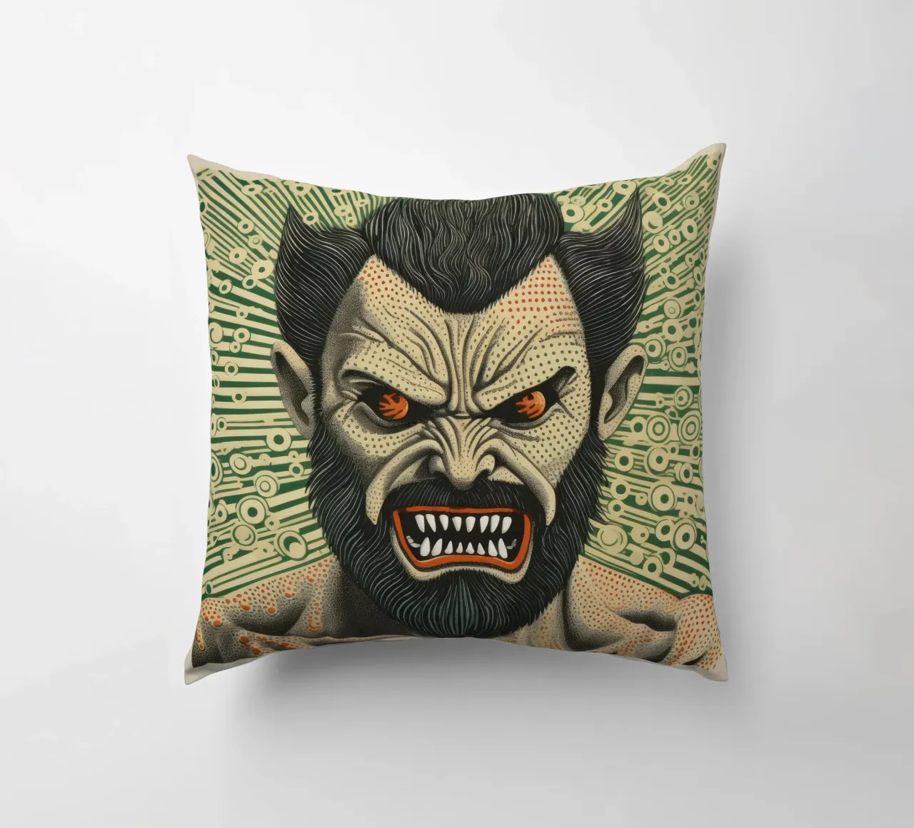 Wolverine verde 2 cuscino da Minimal Animal Art
