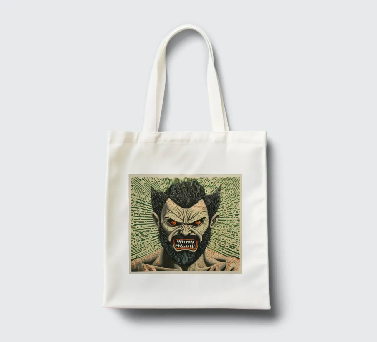 Wolverine verde 2 borsa in juta da Minimal Animal Art