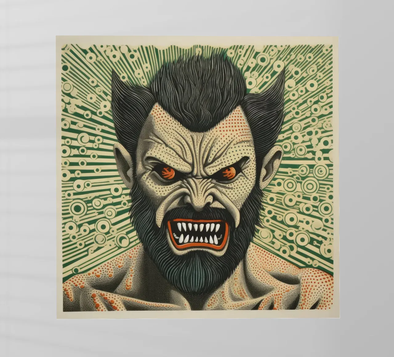 Wolverine verde 2 pellicola backlit da Minimal Animal Art