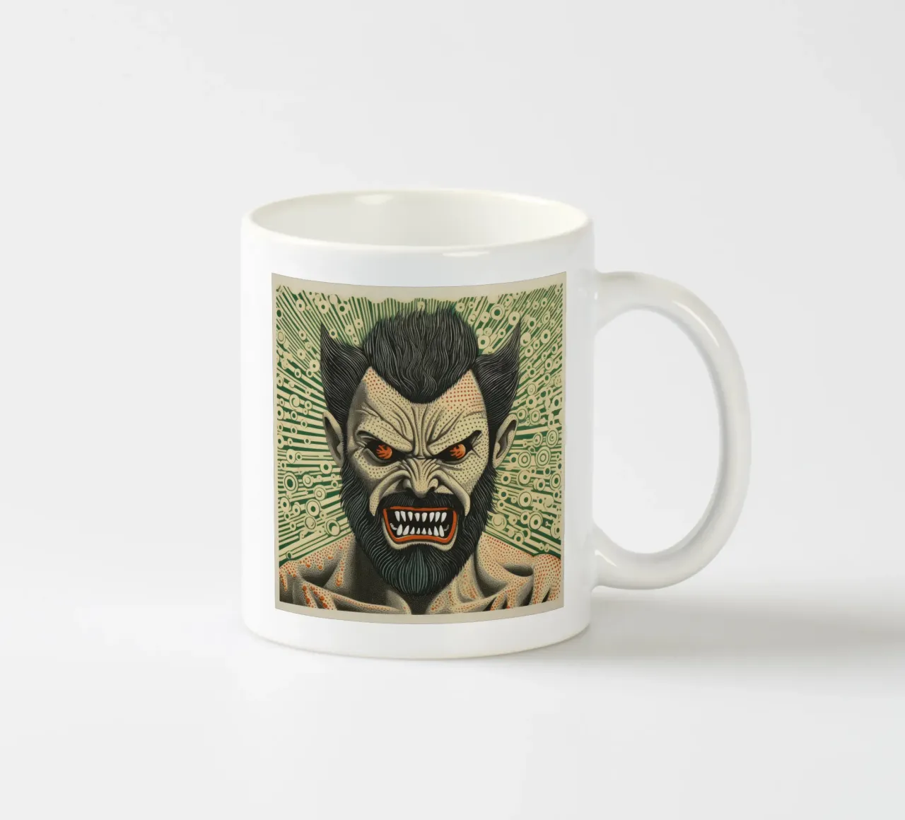 Wolverine verde 2 tazza in ceramica da Minimal Animal Art
