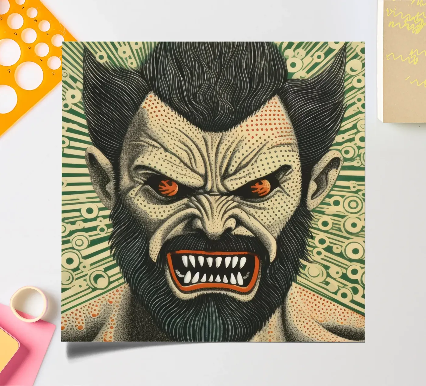 Green Wolverine sticker sheet by Minimal Animal Art