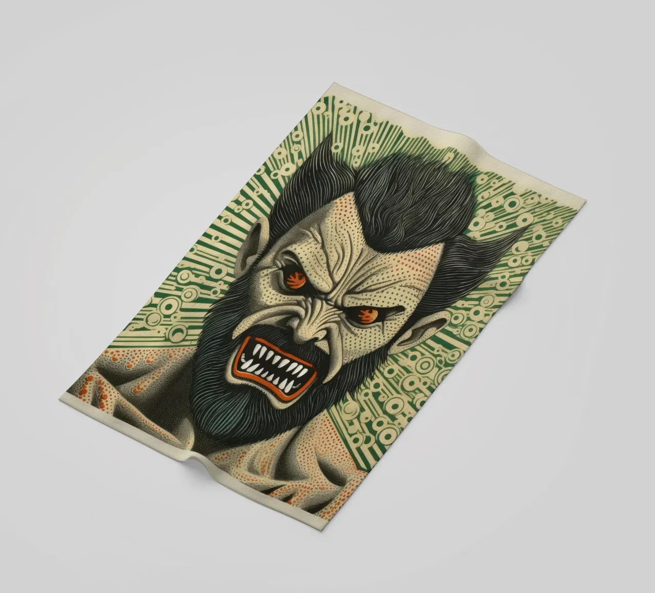 Wolverine verde 2 telo mare da Minimal Animal Art