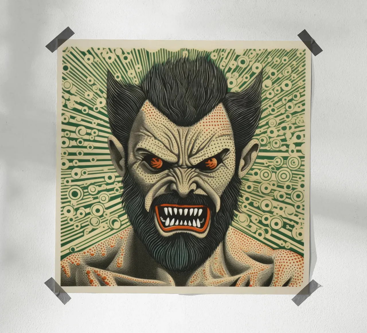 Wolverine verde poster da Minimal Animal Art