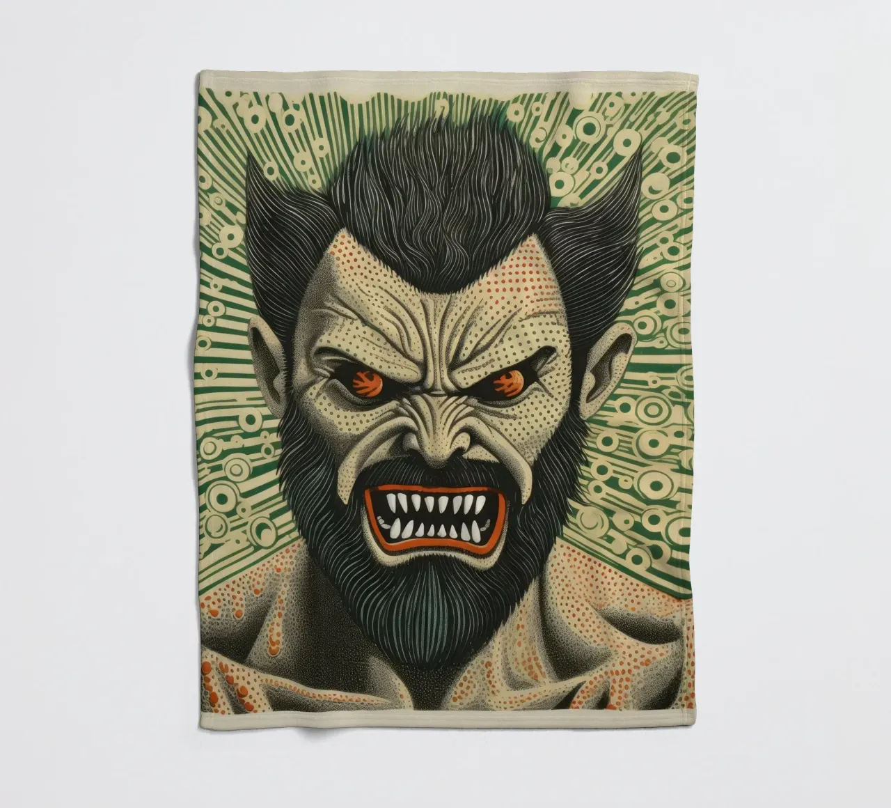 Wolverine verde 2 coperta in pile da Minimal Animal Art